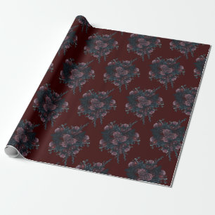 Dark Maroon Mauve Gothic Elegant Wedding Wrapping Paper