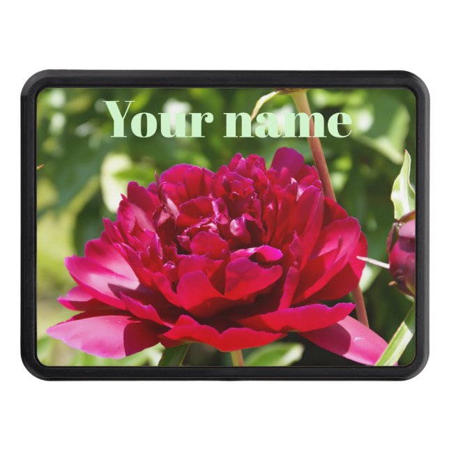 Dark Maroon velvet peonies Trailer Hitch Cover (Front)