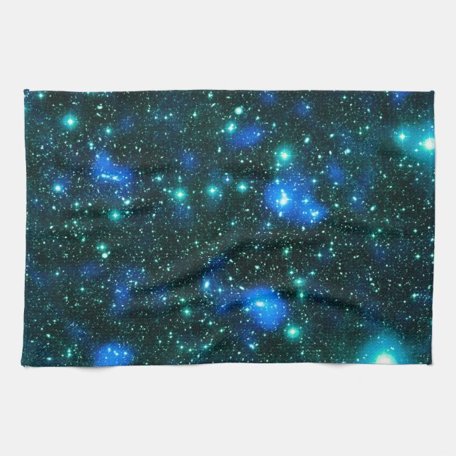 Dark Matter Blue Teal Kitchen Towel (Horizontal)