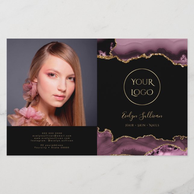 Dark mauve agate bifold brochure (Front)