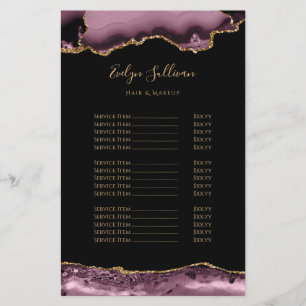 Dark mauve and gold agate price list flyer