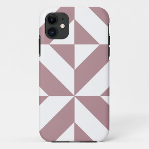Dark Mauve Geometric Deco Cube Pattern iPhone 11 Case