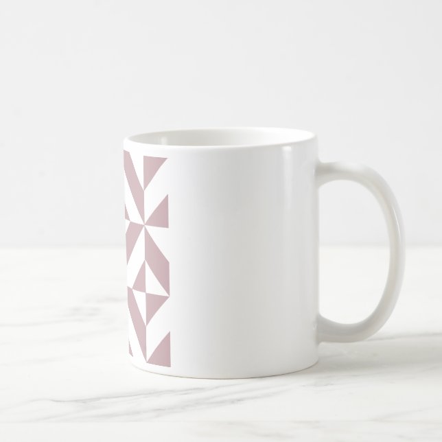 Dark Mauve Geometric Deco Cube Pattern Coffee Mug (Right)