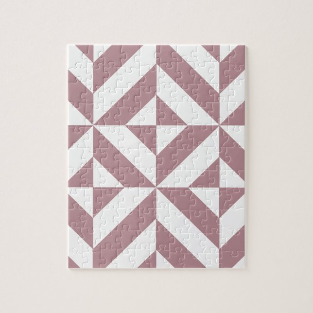 Dark Mauve Geometric Deco Cube Pattern Jigsaw Puzzle (Vertical)