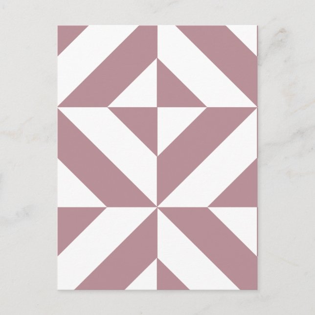 Dark Mauve Geometric Deco Cube Pattern Postcard (Front)