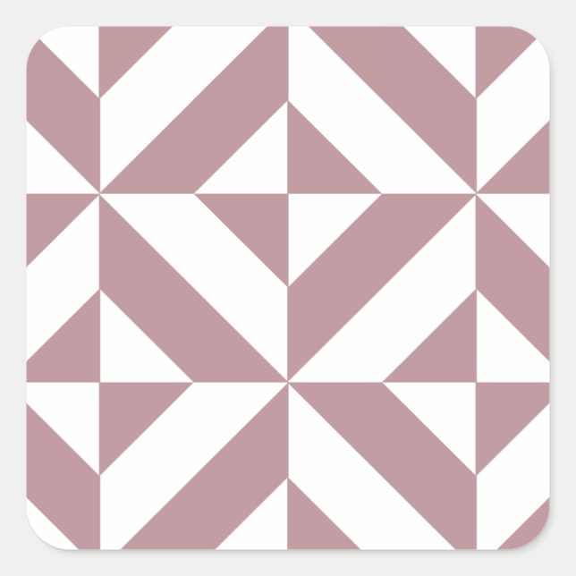 Dark Mauve Geometric Deco Cube Pattern Square Sticker (Front)
