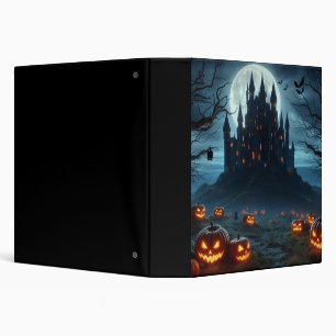 Dark, medieval castle, bats, & pumpkins binder
