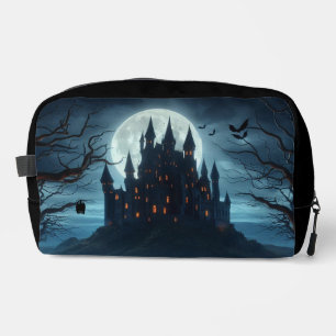 Dark, medieval castle, bats, & pumpkins dopp kit
