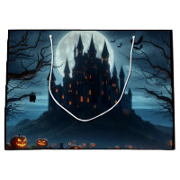 Dark, medieval castle, bats, & pumpkins