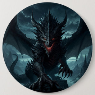 Dark, Medieval Dragon 6 Inch Round Button