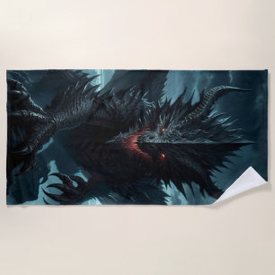 Dark, Medieval Dragon Beach Towel