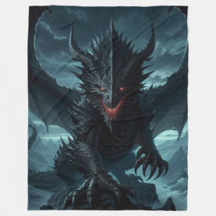 Dark, Medieval Dragon  Fleece Blanket
