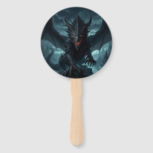 Dark, Medieval Dragon Hand Fan