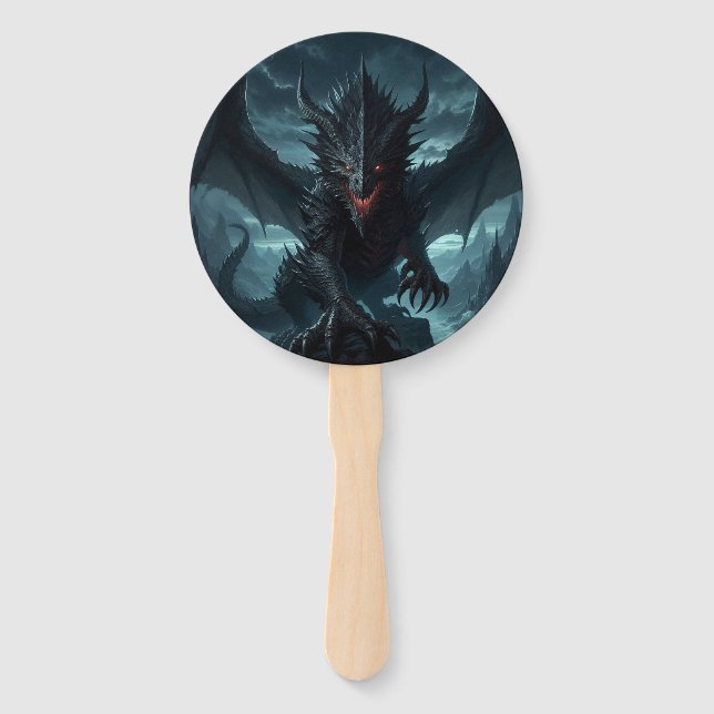 Dark, Medieval Dragon  Hand Fan (Front)