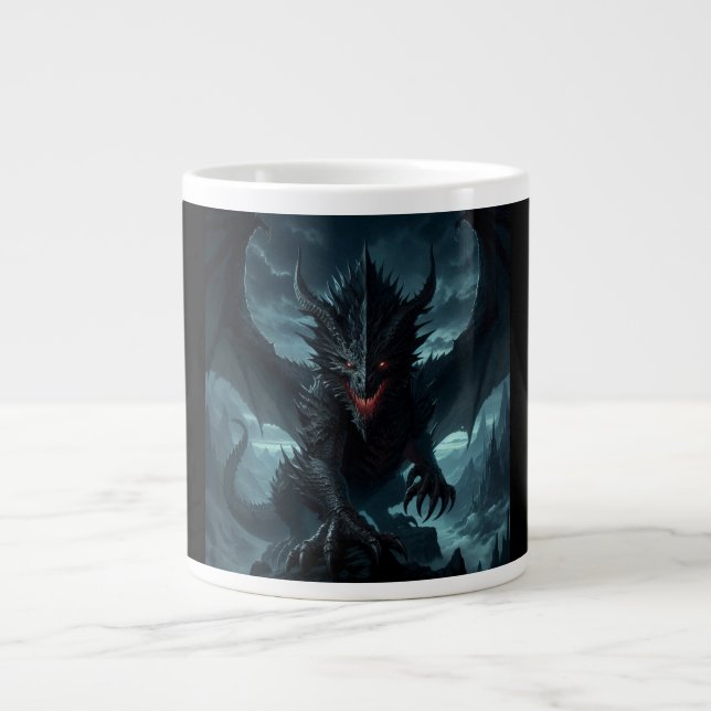 Dark, Medieval Dragon  Large Coffee Mug (Front)