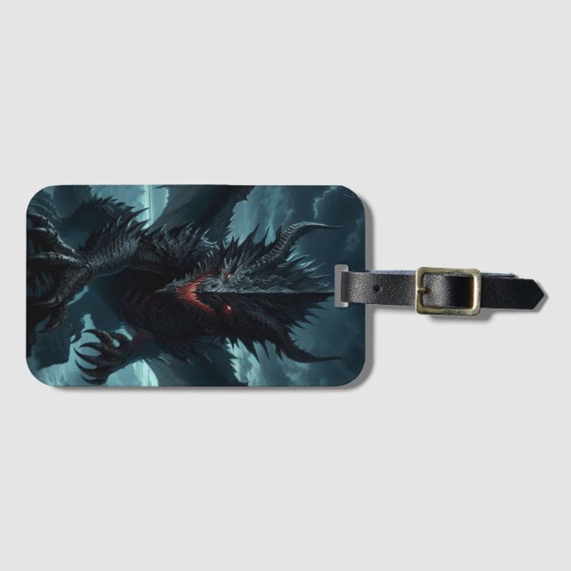 Dark, Medieval Dragon  Luggage Tag (Front Horizontal)