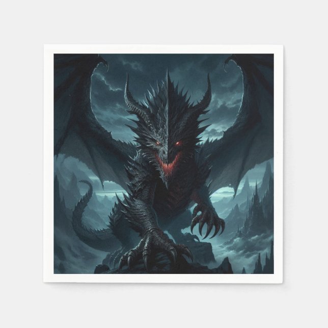 Dark, Medieval Dragon  Napkin (Front)