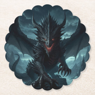 Dark, Medieval Dragon Paper Coaster