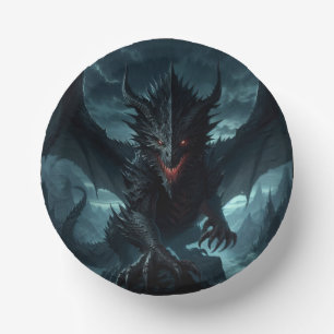 Dark, Medieval Dragon Paper Plate