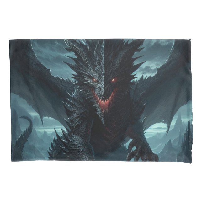 Dark, Medieval Dragon  Pillowcase (Front)