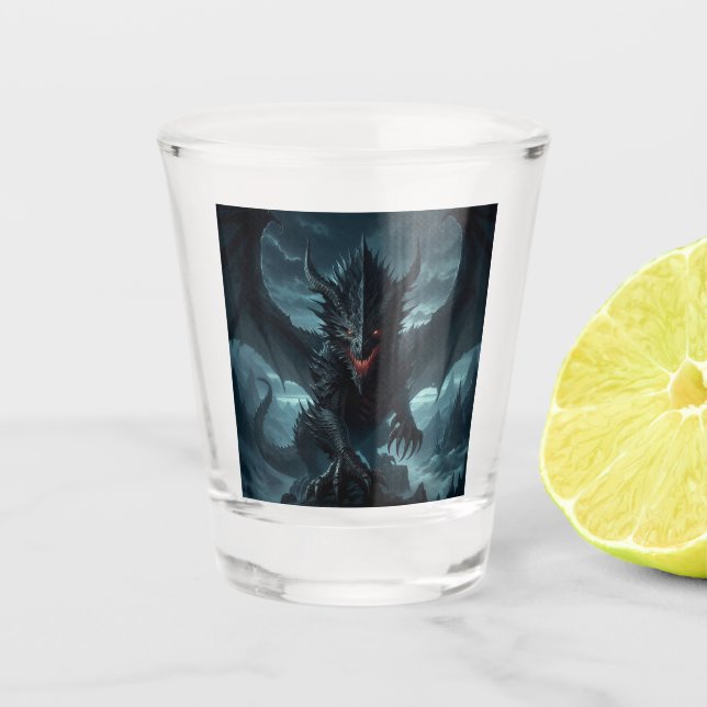 Dark, Medieval Dragon  Shot Glass (Front)