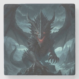 Dark, Medieval Dragon Stone Coaster
