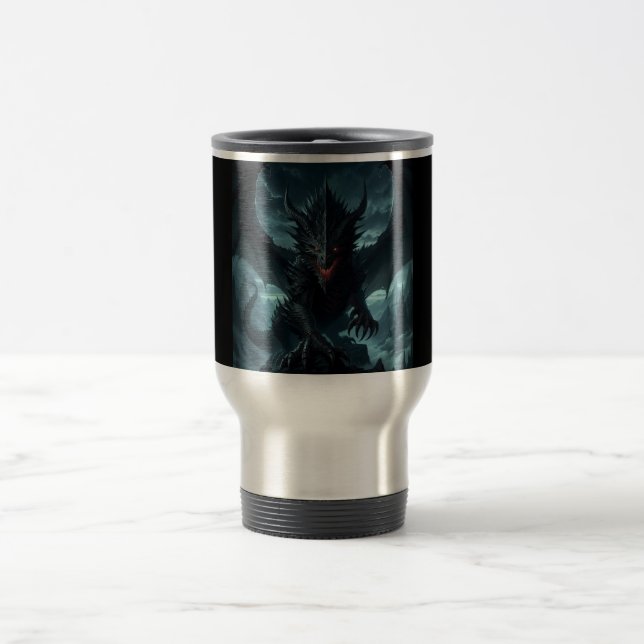 Dark, Medieval Dragon  Travel Mug (Center)