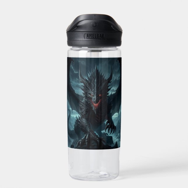 Dark, Medieval Dragon  Water Bottle (Back)