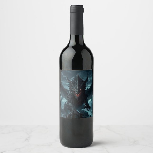 Dark, Medieval Dragon  Wine Label (Front)