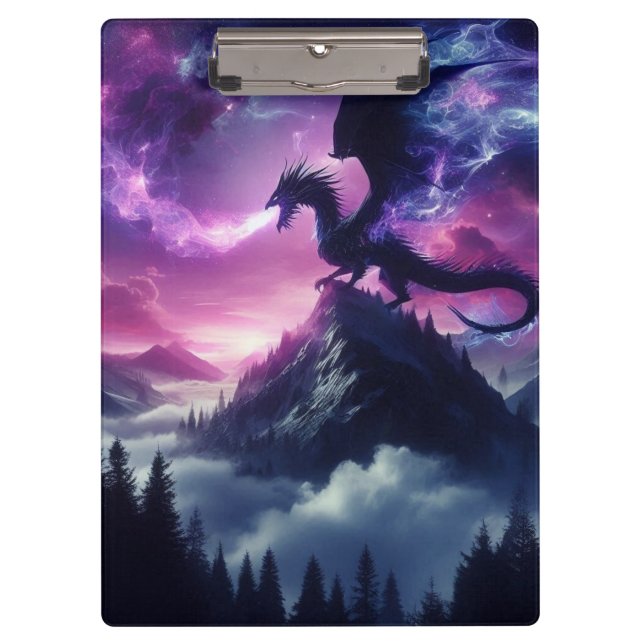 Dark, Medieval Ethereal Dragon  Clipboard (Front)