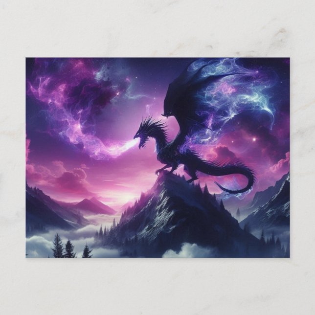 Dark, Medieval Ethereal Dragon  Holiday Postcard (Front)
