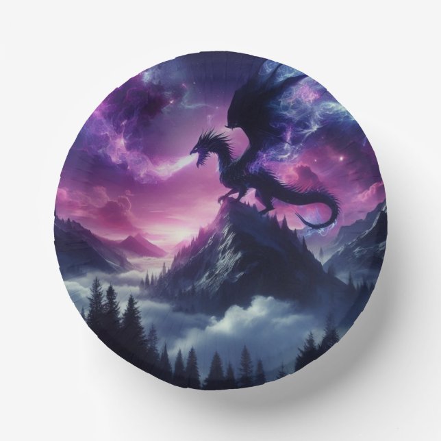 Dark, Medieval Ethereal Dragon  Paper Plate (Front)