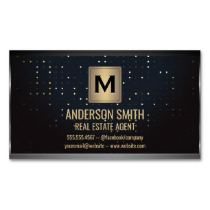 Dark Metallic Frame   Luxury Dotted Background Magnetic Business Card