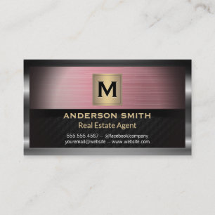 Dark Metallic Frame   Pink Red Metallic Background Business Card