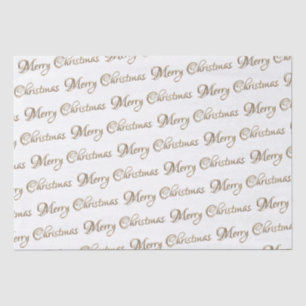 Dark Metallic Gold Embossed Merry Christmas Script Tissue Paper