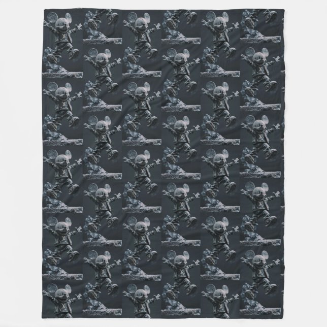 Dark Mickey Mouse Pattern Gothic Design Fleece Blanket (Front)