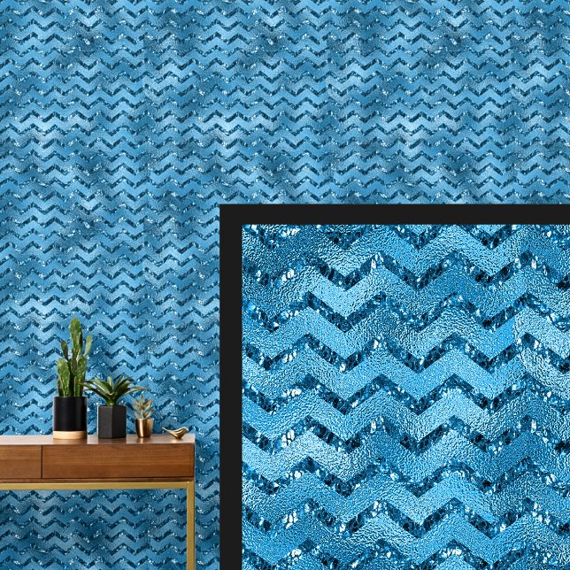 Dark Mid Blue Water Shiny Look Zig Zag Stripes Wallpaper (Creator Uploaded)
