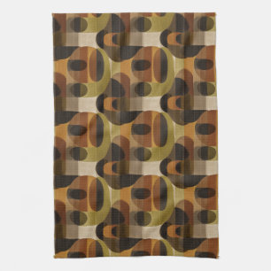 Dark Mid Century Geometric Pattern (3) Kitchen Towel