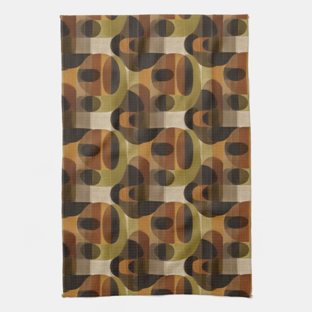 Dark Mid Century Geometric Pattern (3) Kitchen Towel (Vertical)