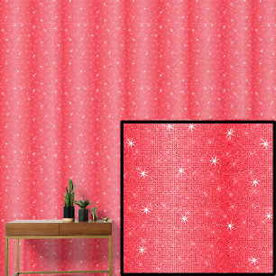 Dark Mid Light Red Stripes with Sparkle Stars Wallpaper
