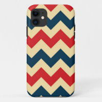 Dark Midnight Blue and Red Chevron Zigzap Pattern