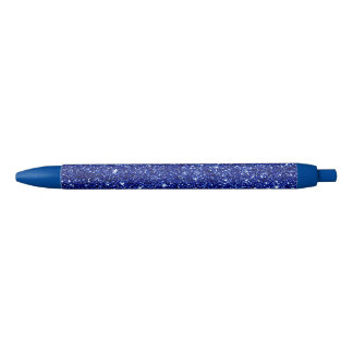 Dark Midnight Blue Glitter Black Ink Pen