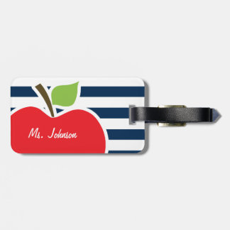 Dark Midnight Blue Horizontal Stripes; Apple Luggage Tag