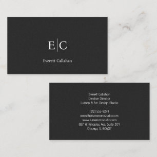 Dark minimal dark grey noise white text monogram business card