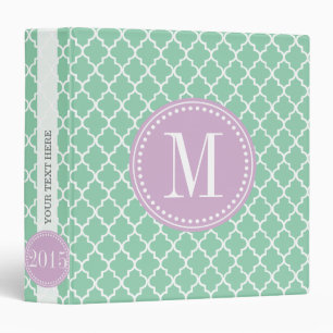 Dark Mint Moroccan Tiles Lattice Personalized Binder