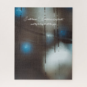 Dark Misted Steamy Window with Christmas Baubles Jigsaw Puzzle