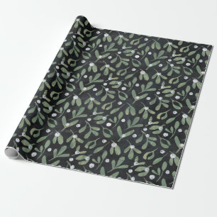 Dark Mistletoe Wrapping Paper