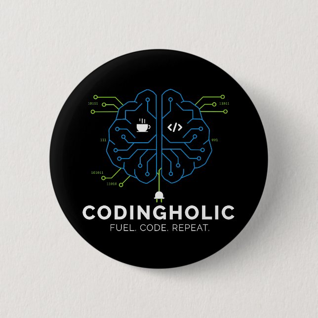 Dark Mode Coder Button Nerd Geek Tech Pin Swag (Front)