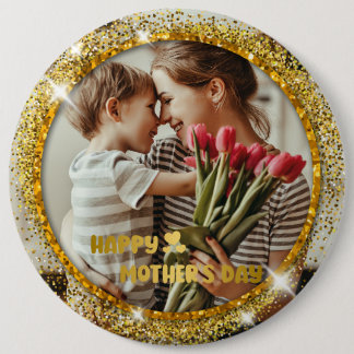 Dark Mode Faux Golden Foil Mother's Day 6 Inch Round Button