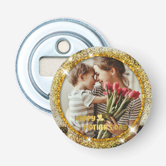 Dark Mode Faux Golden Foil Mother's Day Bottle Opener